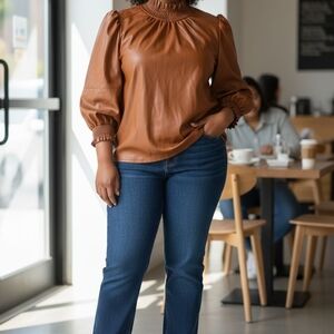 I.N.C International Concepts Wemen's Rusted Brown Top Size 1X